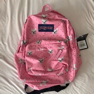 Jansport Pink Superbreak “Fierce Frenchies” NWT backpack knapsack